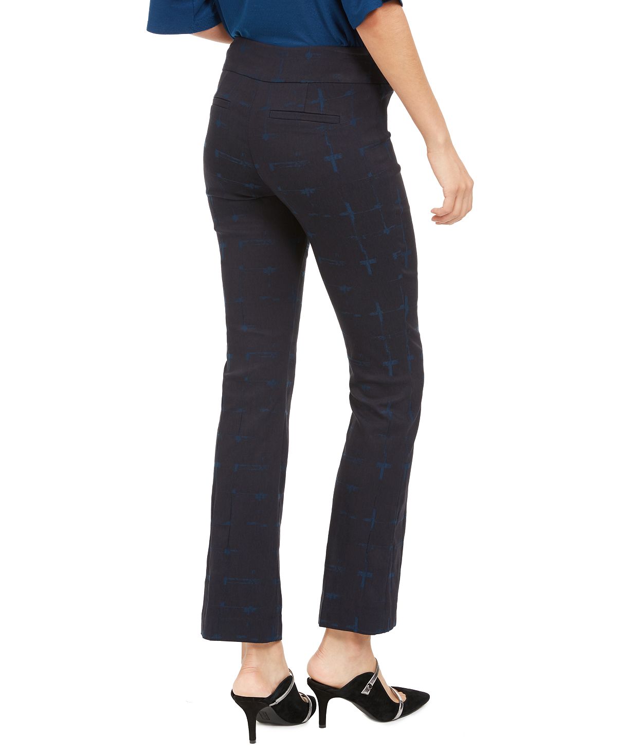 Alfani Women's Jacquard Tummy Control Pants Blue Size 0 Petite