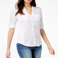 INC International Concepts Women's Linen Panel Button Down Top White Size Petite L