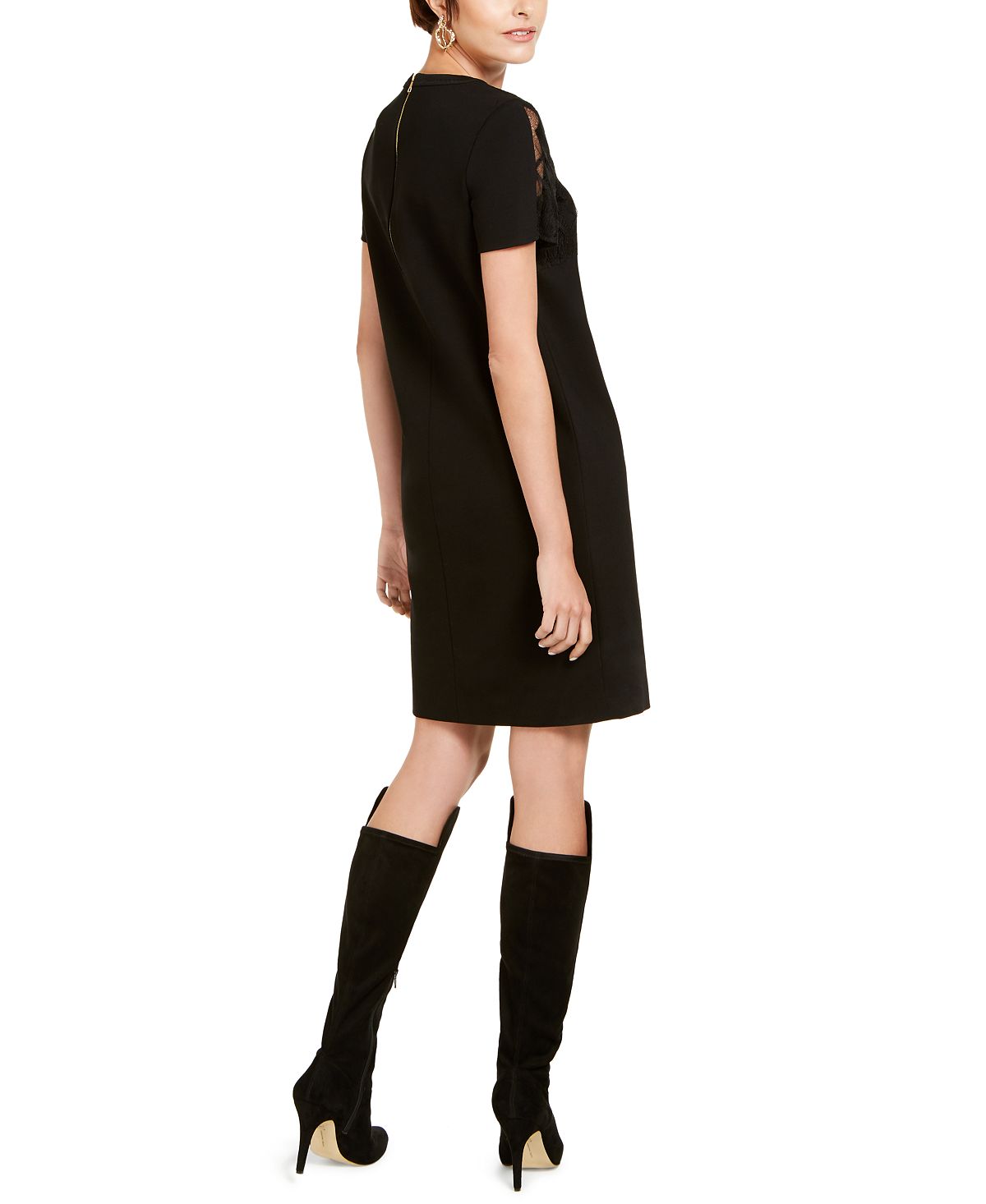 Escada Women's Sport Lace Yoke Shift Dress Black Size 36