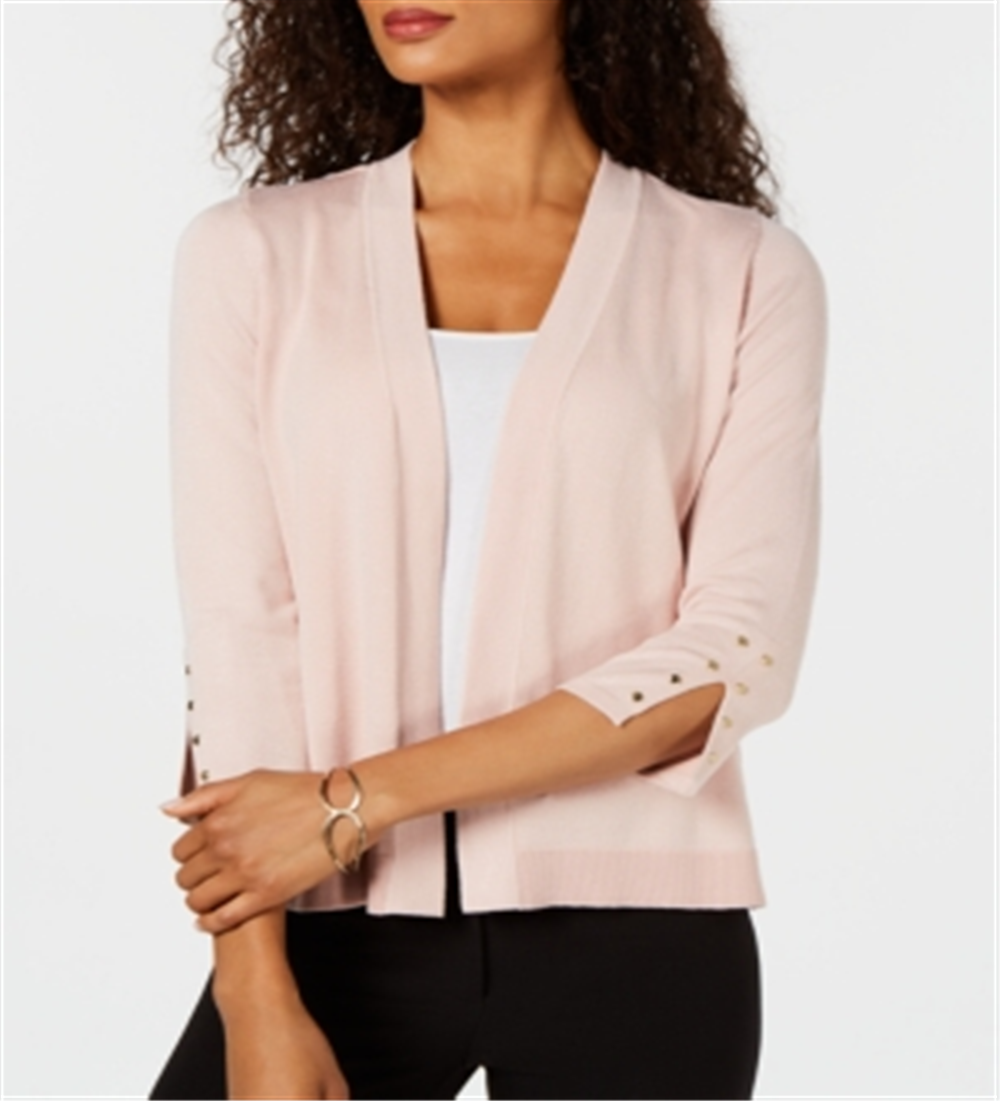 JM Collection Women's Studded Open Front Cardigan Pink Size X-Large