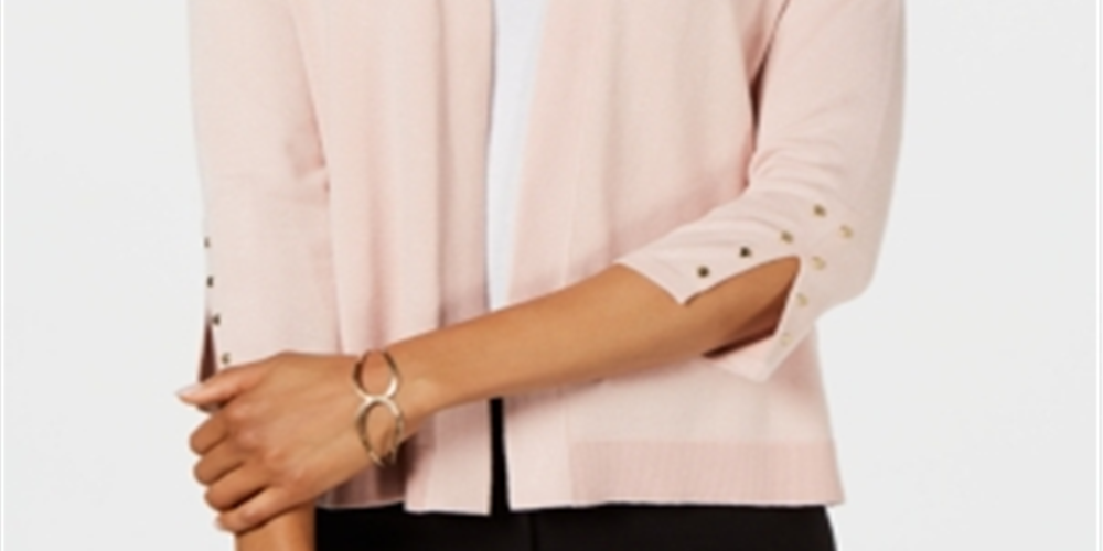 JM Collection Women's Studded Open Front Cardigan Pink Size X-Large