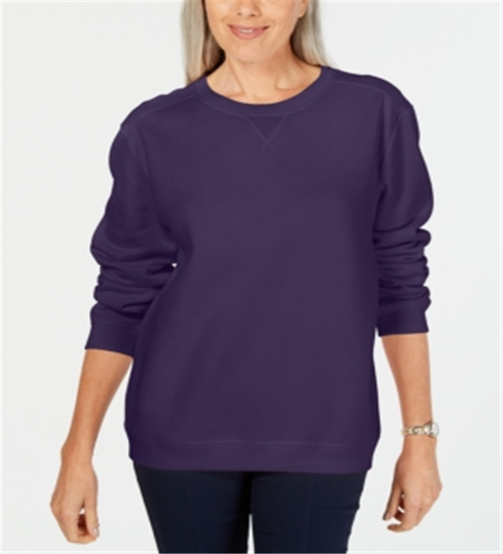 Karen Scott Women's Crewneck Fleece Sweatshirt Purple Size Petite P
