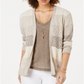 Style & Co Women's Block Striped Cardigan Brown Size Petite Large
