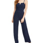 Trixxi Women's Spaghetti Strap V Neck Wide Leg Evening Jumpsuit Blue Size 1