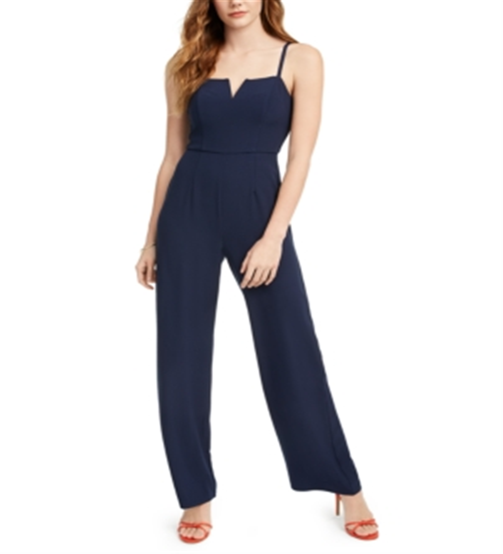 Trixxi Women's Spaghetti Strap V Neck Wide Leg Evening Jumpsuit Blue Size 1