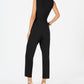 Jessica Howard Women's Sleeveless Jewel Neck Evening Cropped Jumpsuit Black Size 10