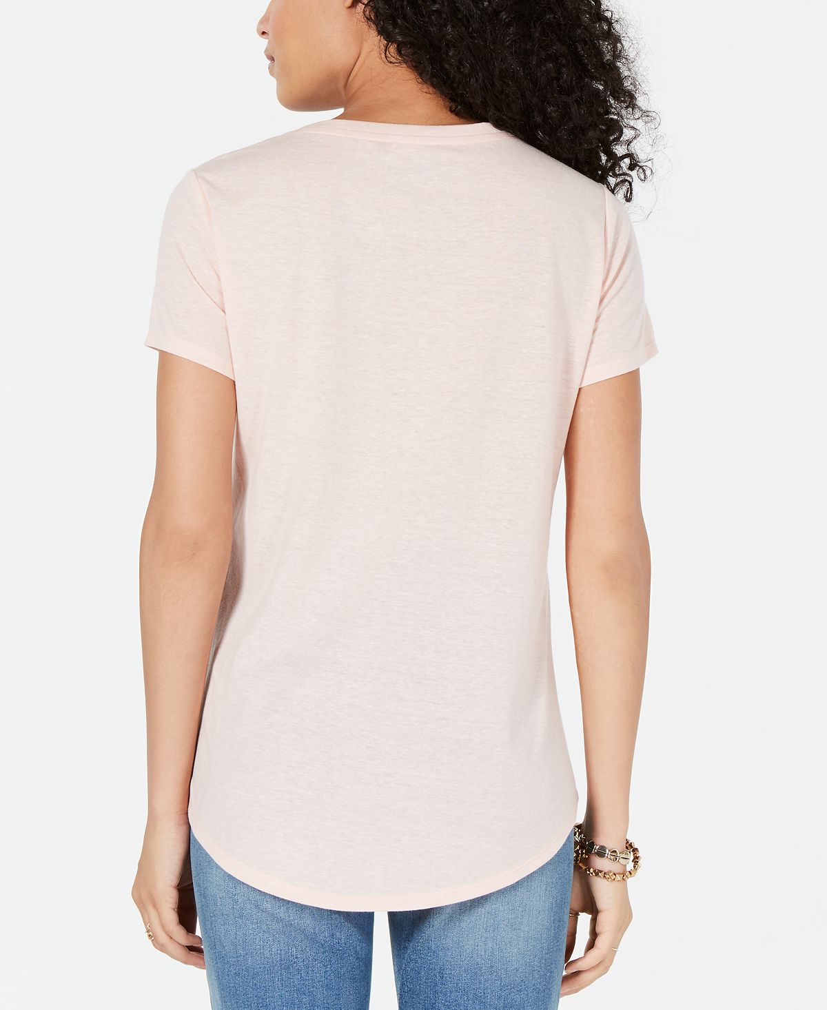 Style & Co Women's Graphic Print T-Shirt Pink Size Petite M