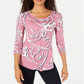 JM Collection Women's Printed T-Shirt Pink Size X-Small