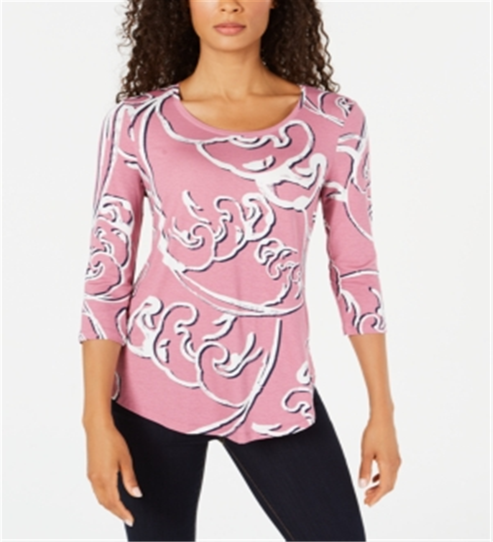 JM Collection Women's Printed T-Shirt Pink Size X-Small