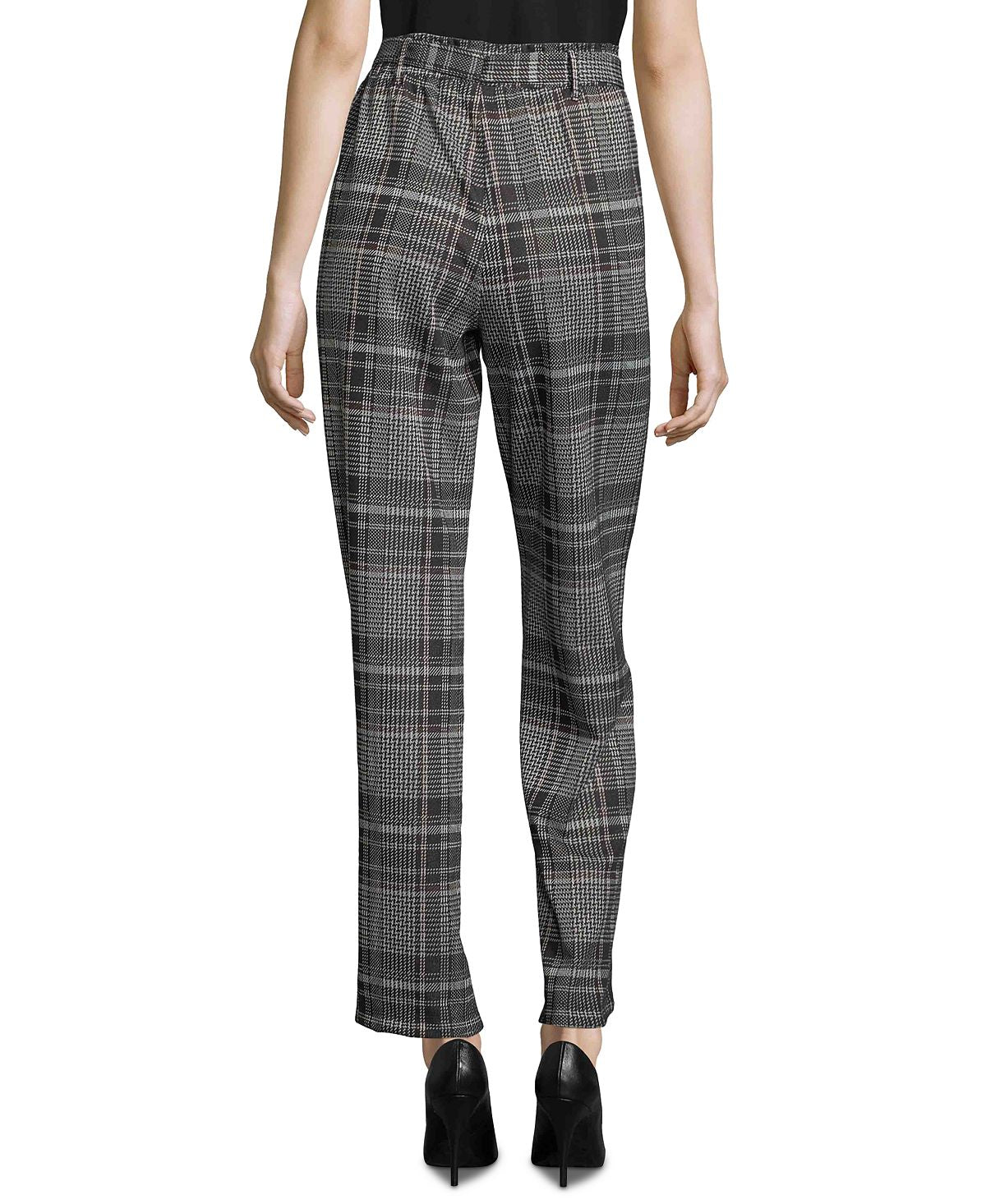 John Paul Richard Women's Plaid Tie Front Pull on Pants Black Size Small