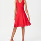 Donna Ricco Women's Fit & Flare Lasercut Hem Dress Red Size 14