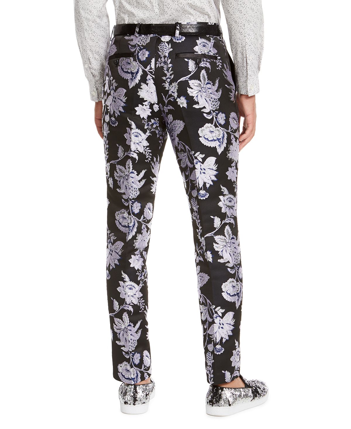 INC International Concepts Men's Slim Fit Floral Jacquard Pants Blue Size 36X34