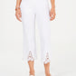 Charter Club Women's Crochet Hem Wide Leg Pants White Size 14