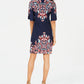 JM Collection Women's Floral Print Studded Dress Blue Size Large