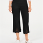 Charter Club Women's Crochet Hem Wide Leg Pants Black Size 6