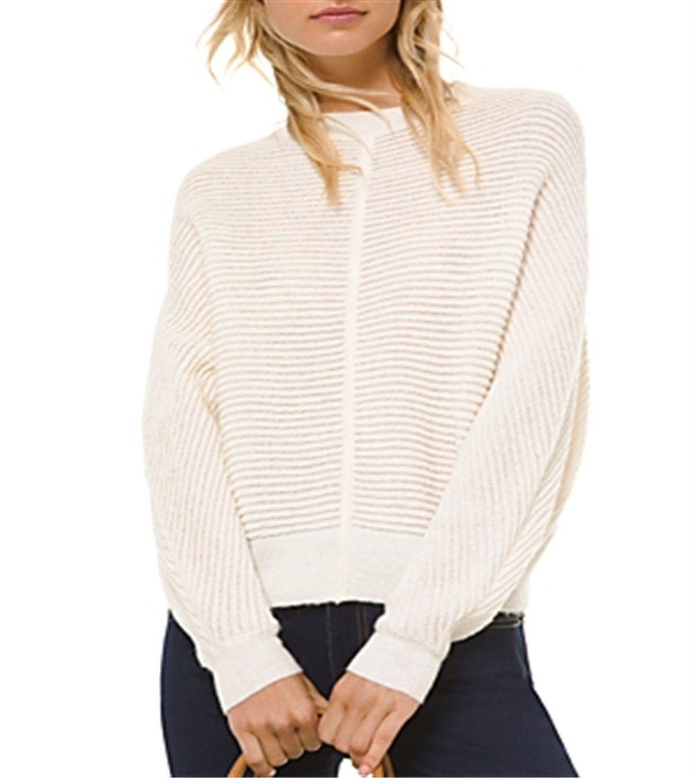 Michael Kors Women's Ottoman Knit Dolman Sleeve Sweater White Size Medium
