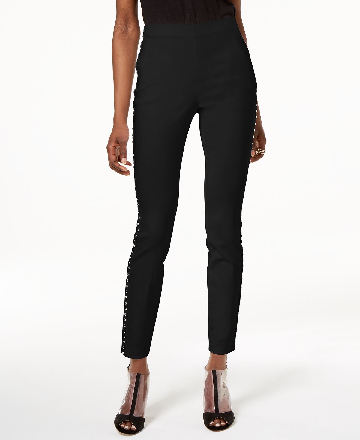 INC Iternational Concepts Women's Studded Skinny Pants Black Size 16 Petite