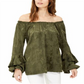 Michael Kors Women's Blouse Embroidered Green Size Medium