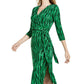 INC Iternational Concepts Women's Side Tie Faux Wrap Dress Green Size Large