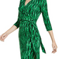 INC Iternational Concepts Women's Side Tie Faux Wrap Dress Green Size Large