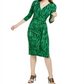 INC Iternational Concepts Women's Side Tie Faux Wrap Dress Green Size Large