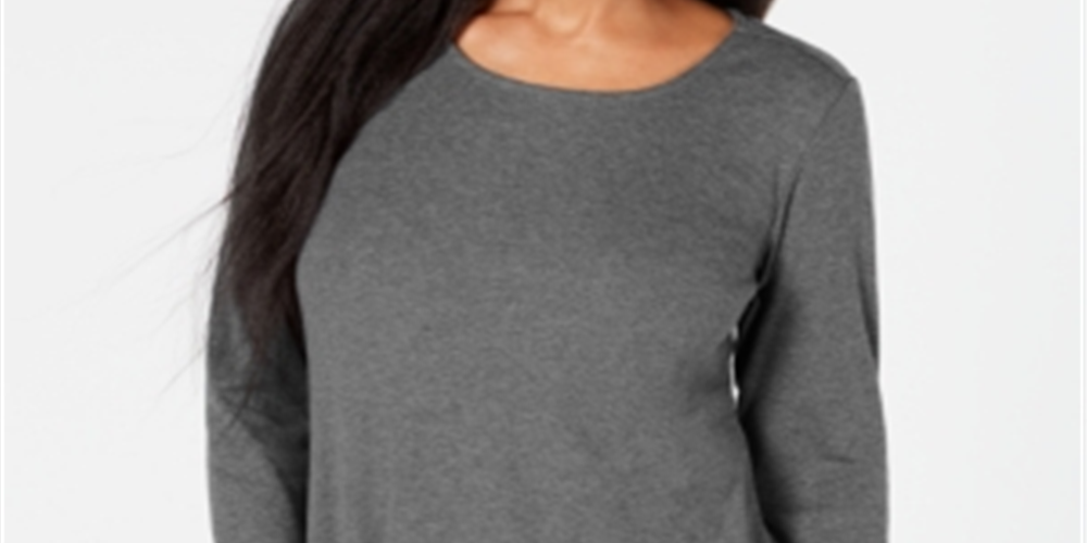 Karen Scott Women's Tulip-Hem Top Grey Size LARGE