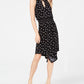 INC Iternational Concepts Women's Sleeveless Printed Handkerchief Hem Dress Black Size Medium
