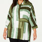 Alfani Women's Plus Printed Button Front Tunic Top Green Size 0X