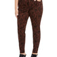 INC Iternational Concepts Women's Plus Tiger Print Mid Rise Skinny Jeans Brown Size PS