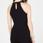 INC International Concepts Women's  Illusion Halter-Neck Top Black Size XL