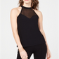INC International Concepts Women's  Illusion Halter-Neck Top Black Size XL