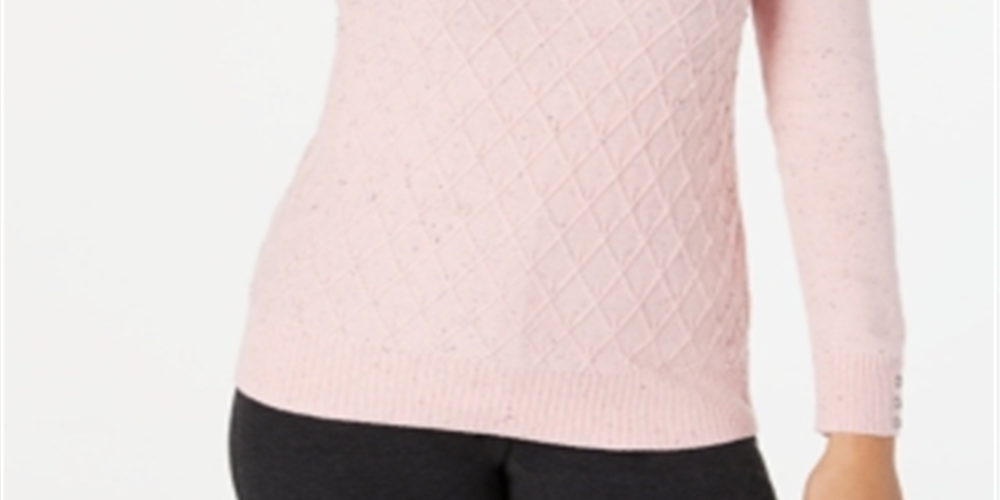 Karen Scott Women's Diamond Cable Knit Sweater Pink Size X-Small