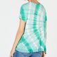 Style & Co Women's Ruffle Hem Tie Dye Top Green Size Medium