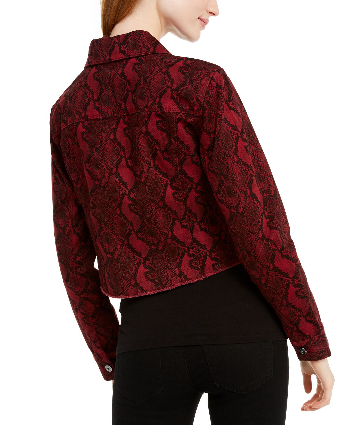 INC Iternational Concepts Women's Python Print Denim Jacket Black Size X-Large