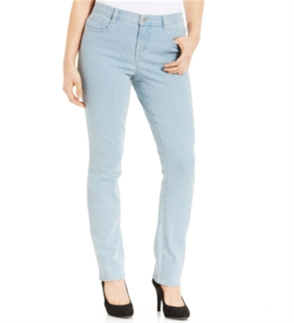 Style & Co Women's Petite Tummy-Control Slim-Leg Jeans Blue Size 22X5