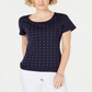 Karen Scott Women's Cotton Star Stud Top Dark Blue Size Petite S/M