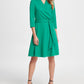DKNY Women's Surplice Ponte Fit Flare Dress Green Size 2