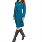 Alfani Women's Tie Front Shirt Dress Green Size 8 Petite