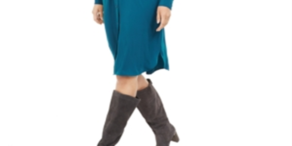 Alfani Women's Tie Front Shirt Dress Green Size 8 Petite