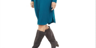 Alfani Women's Tie Front Shirt Dress Green Size 8 Petite