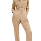 INC Women's Plus Wide Leg Button-Front Jumpsuit Tan Size 16W