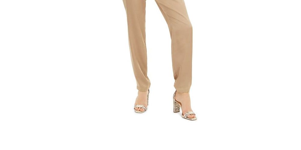 INC Women's Plus Wide Leg Button-Front Jumpsuit Tan Size 16W