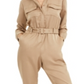 INC Women's Plus Wide Leg Button-Front Jumpsuit Tan Size 16W