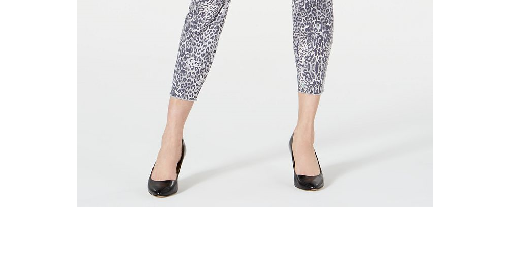 INC Iternational Concepts Women's Animal Print Curvy Fit Skinny Jeans Grey Size 10