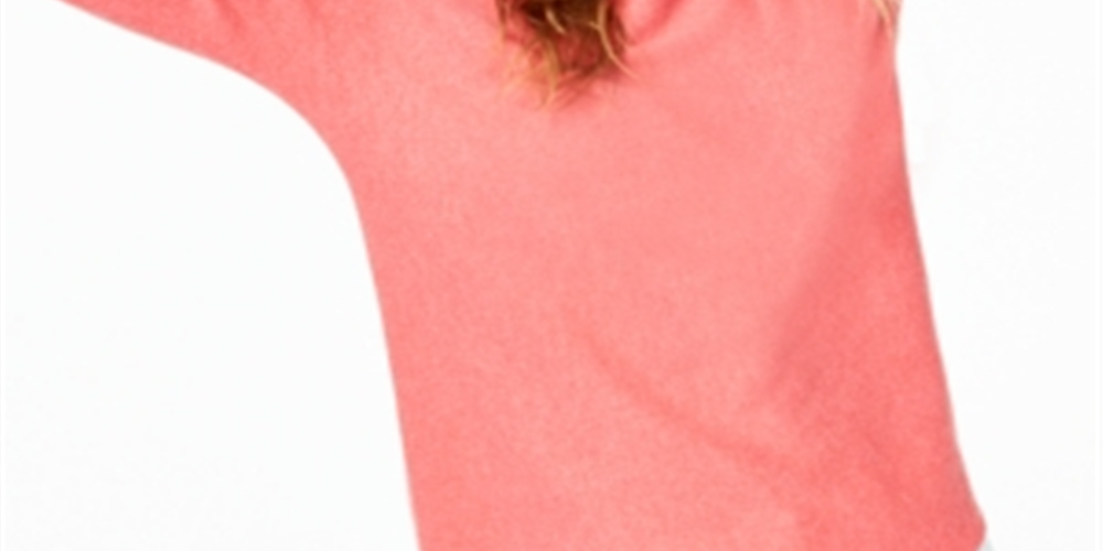 Charter Club Women's Pure Cashmere Long Sleeve Shirttail SweaterCoral Size Large