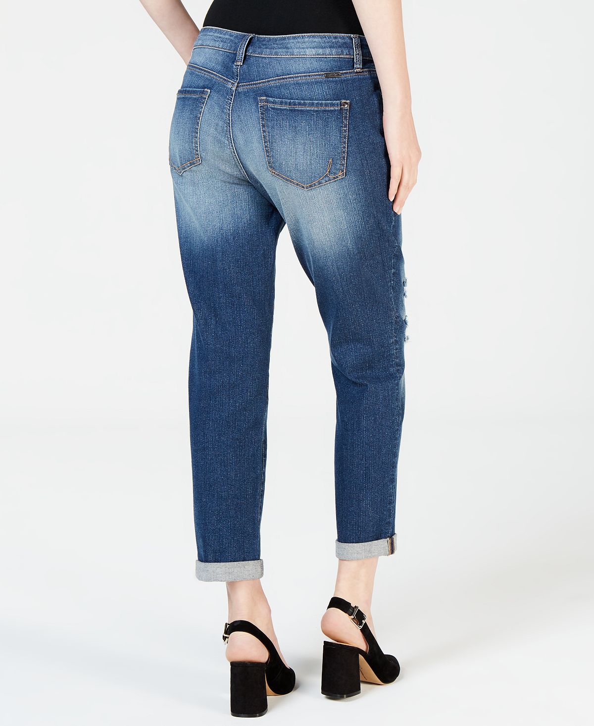 INC Iternational Concepts Women's Distressed Boyfriend Jeans Blue Size 4