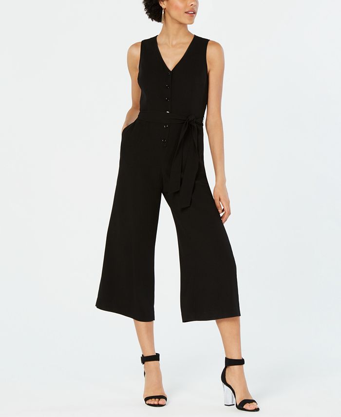 Bar III Women's Sleeveless Crepe Jumpsuit Black Size 4