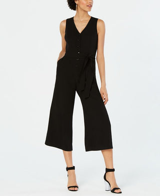Bar III Women's Sleeveless Crepe Jumpsuit Black Size 4