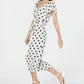 Monteau Women's Polka Dot Flutter Sleeve Jumpsuit White Size Petite XL