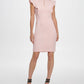 DKNY Women's Solid Cap Sleeve Keyhole Above the Knee Fit Flare Evening Dress Pink Size 16